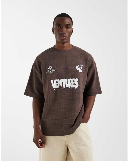 ASOS Brown Heavyweight Oversized T-shirt With Football Graphic for men