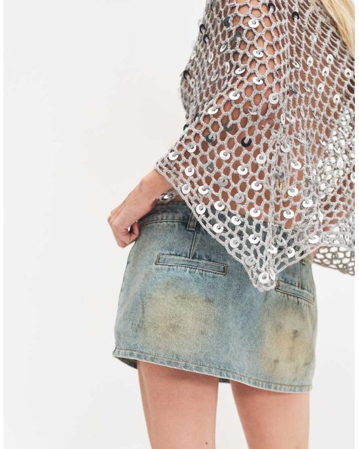 Lioness White Rhode Cotton Blend Cargo Mini Skirt