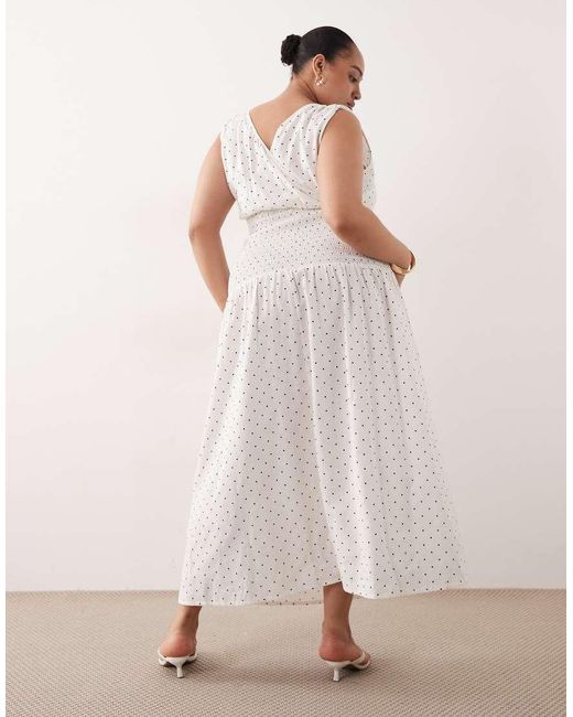 Esmee Curve White Mid Waist Shirred Maxi Beach Dress