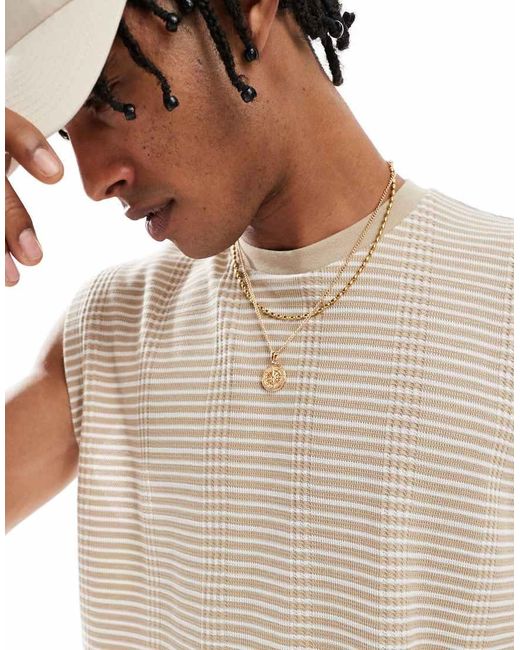 Camiseta Corta Y Blanca A Rayas Sin Mangas Extragrande De -Neutro ASOS de hombre de color White