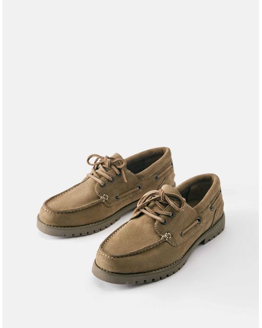 Pull&Bear Schnür-bootsschuhe in Brown für Herren