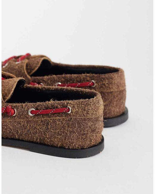 Pompeii UK Brown Pompeii Ariete Textured Suede Boat Shoes
