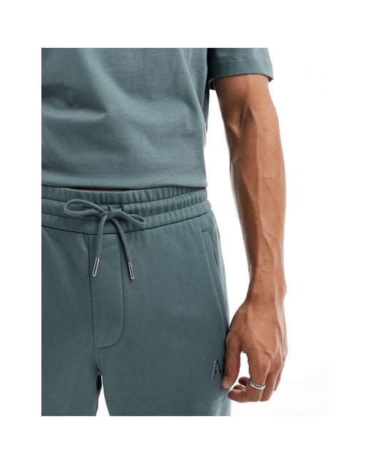 Armani Exchange – jogginghose aus sweatshirt-stoff in Blue für Herren