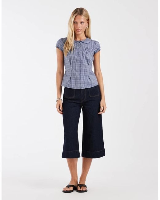 Hollister Blue Short Sleeve Babydoll Shirt