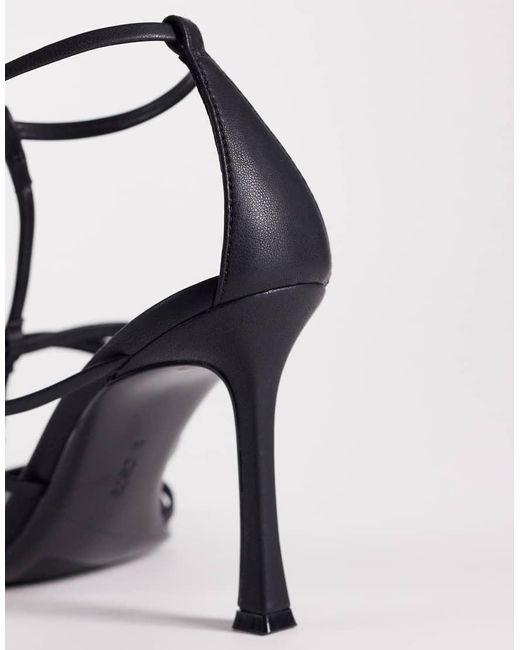 ASOS Black Wide Fit Natalia Caged T Bar High Heel Sandals