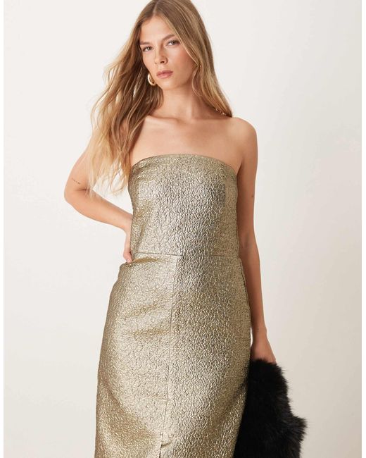 Abercrombie & Fitch Natural – trägerloses midikleid