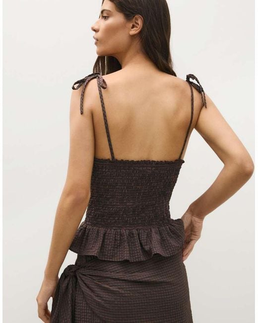 Bershka Black Smocked Strap Top