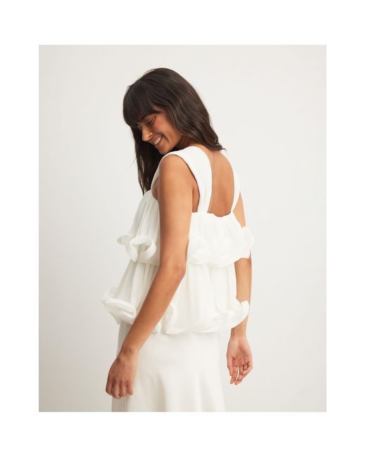 NA-KD White Structured Frill Top