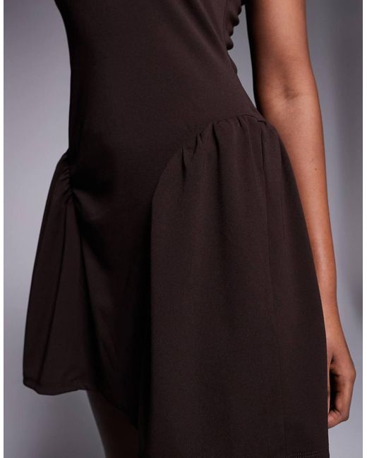 ASOS Brown Sleeveless Drop Waist Mini Dress
