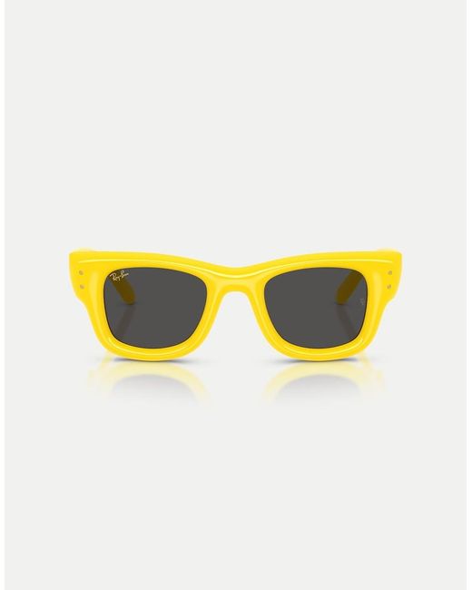 Gafas De Sol Amarillas Cuadradas Gruesas Con Lentes Negras Wayfarer Puffer De Ray-Ban de color Yellow