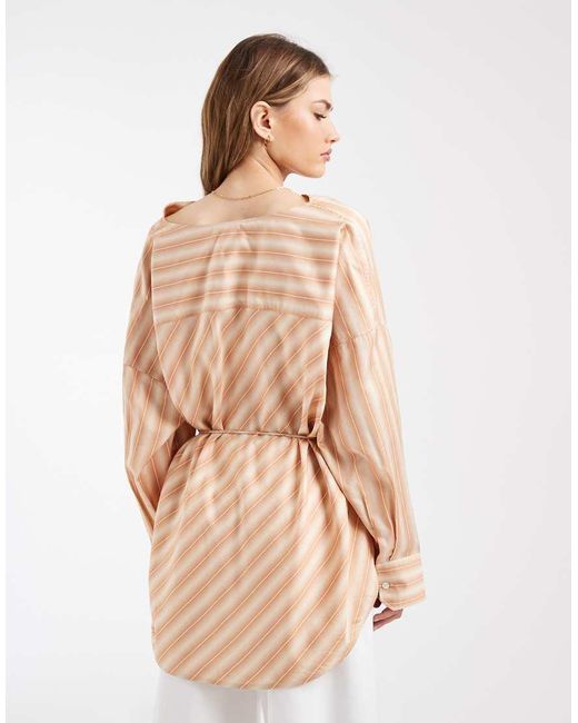 & Other Stories Natural Stripe Draped Shirt