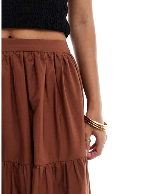 ASOS Brown Tiered Boho Maxi Skirt
