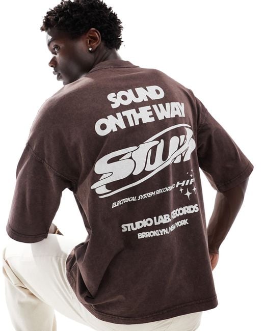 Pull&Bear Stwd Studio Long Sleeve T-shirt In Blue