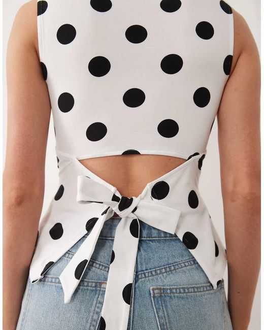 ASOS White Slash Neck Tie Back Tank Top