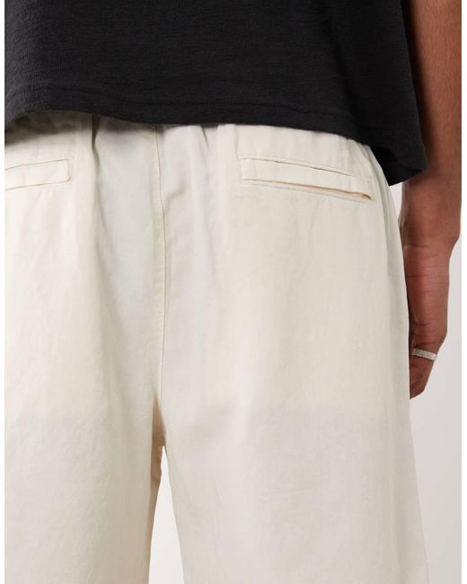 Mango Black Loose Fit Cotton Mix Draw String Shorts for men
