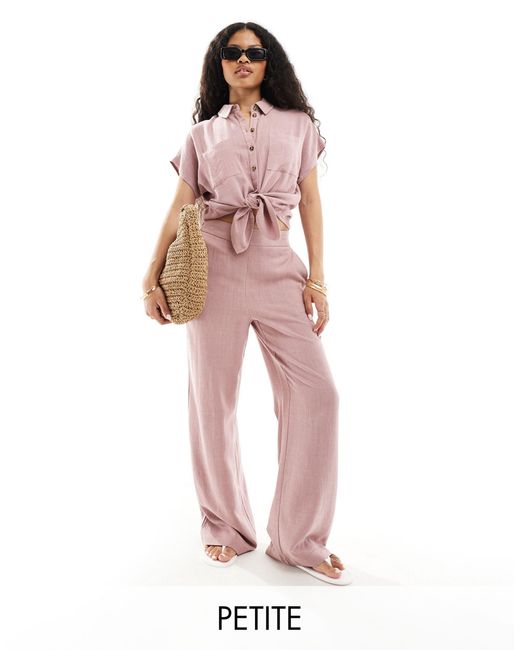 Pieces Pink Wide Leg Linen Trousers Co-ord