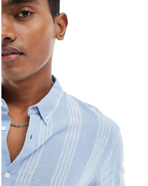 Hollister Blue Long Sleeve Linen Blend Shirt for men