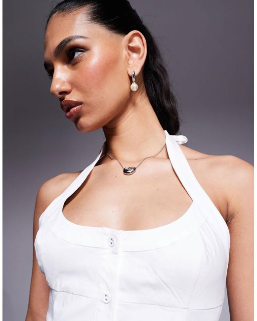 Princess Polly Gray – neckholder-minikleid aus baumwoll-popeline