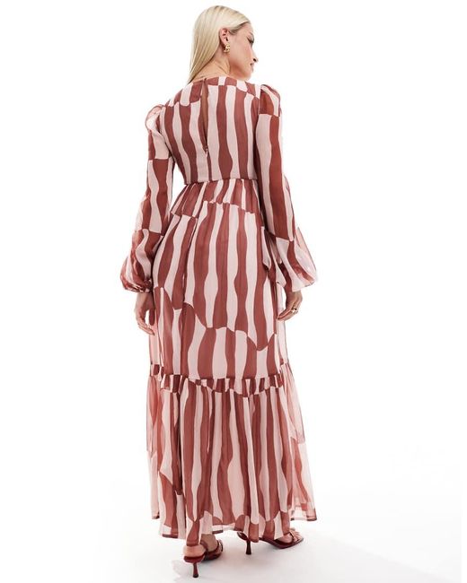 ASOS Asos Design Maternity Long Sleeve V Neck Tiered Maxi Dress