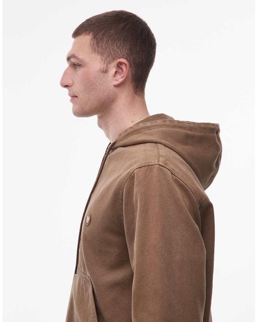 DOUBLE A by WOOD WOOD Brown Palle Hooded Jacket for men
