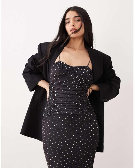 ASOS Black Mesh Fishtail Dress With Contrast Bust Insert