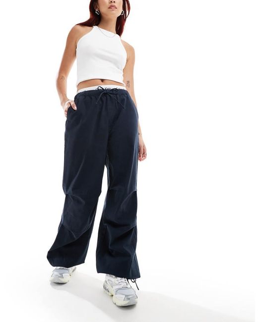 Denim Project Blue Loose Fit Parachute Trousers