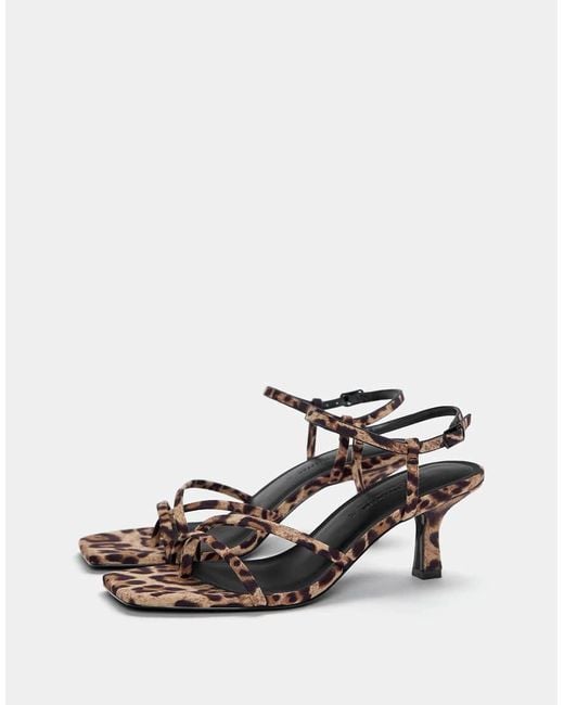 Pull&Bear White Leopard Print High Heel Sandals