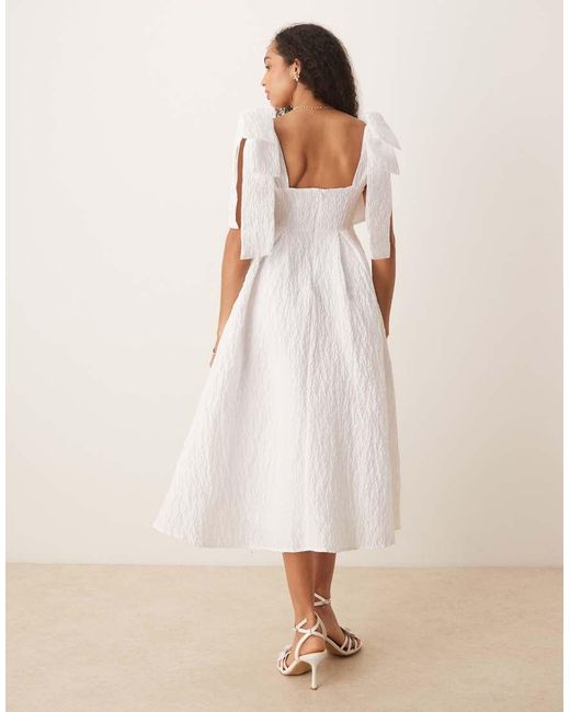 Sister Jane Natural Dream Prairie Bow Jacquard Midi Dress