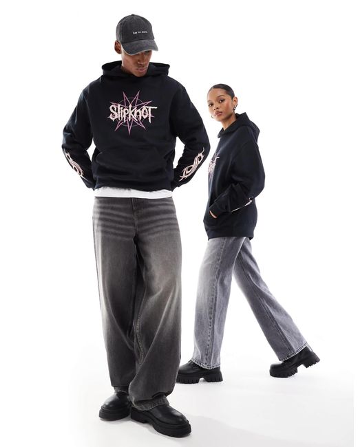 ASOS Black Oversized License Hoodie With Slipknot Prints