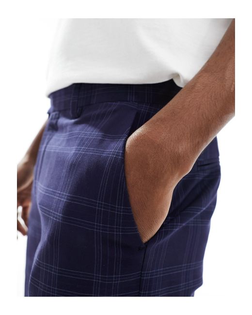 ASOS Blue Slim Shadow Check Suit Pants for men