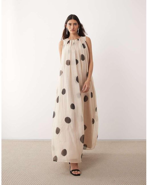 ARRANGE Natural Gathered Drape Maxi Dress