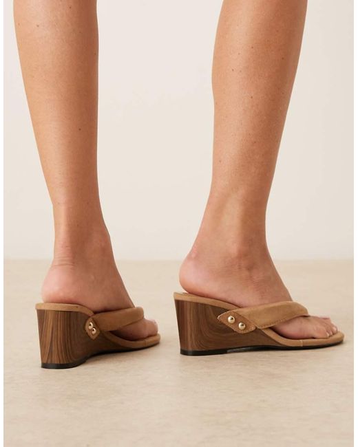 Glamorous Natural Toe Thong Wedge Sandals