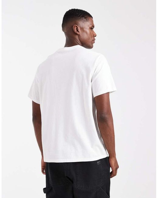 Levi's White Distressed Serif Logo Relaxed Fit T-shirt for men