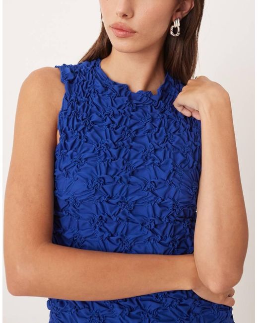 Y.A.S Blue 3d Textured Sleeveless Top