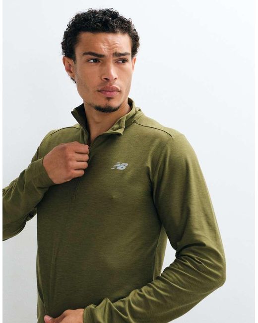 New Balance Green Space Dye 1/4 Zip Top for men
