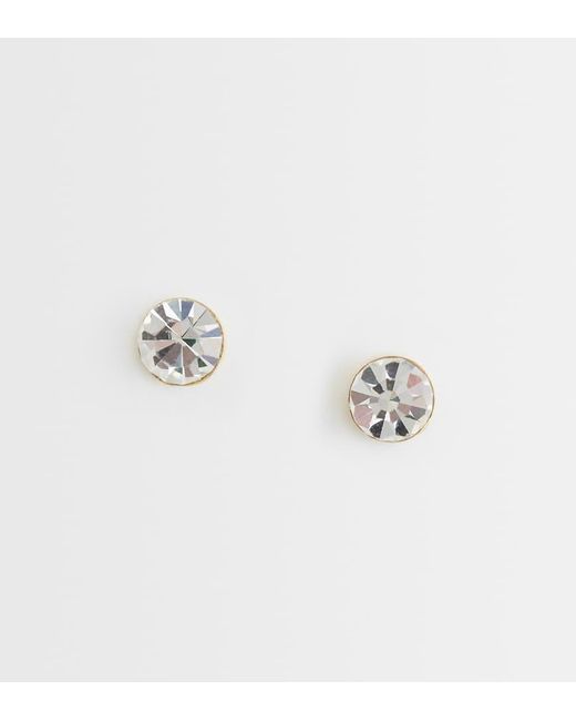 Kingsley Ryan Metallic Plated 4mm Clear Gem Round Stud Earrings