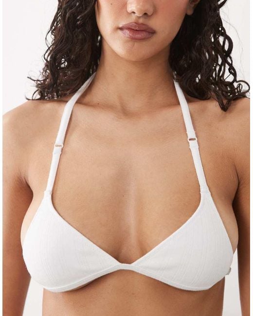 Cotton On White Jersey Halter Triangle Bralette