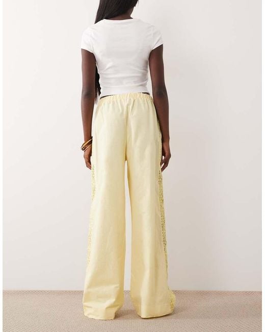ASOS Natural Linen Blend Lace Side Pants