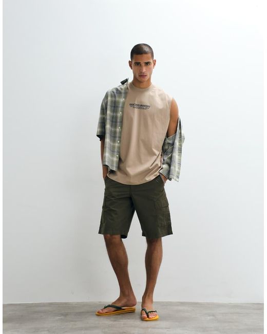 ASOS Brown Oversized Tank With Text Graphic for men