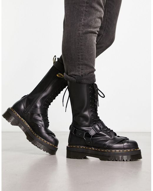 Dr. Martens Black 1914 Harness Leather Tall Lace Up Platform Boots for men