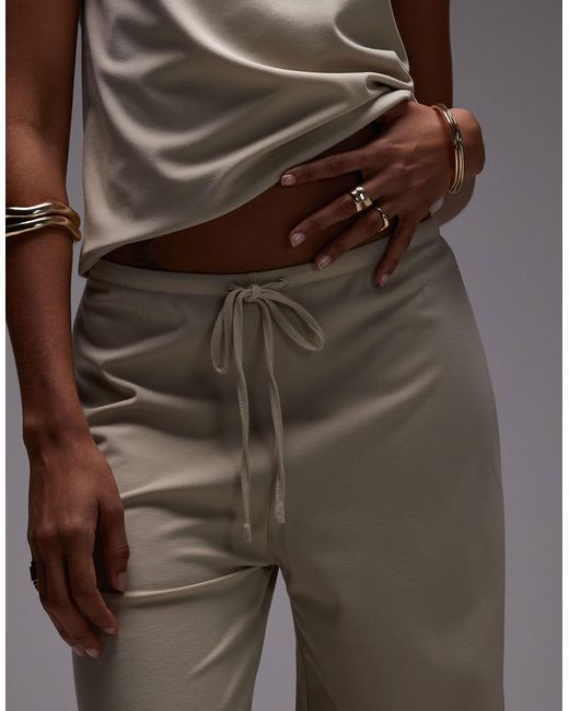 Pantalon large d'ensemble noué à la taille en polyamide - beige Mango en coloris Gray
