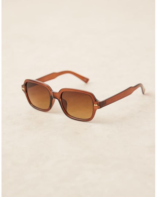 ASOS Brown Square Sunglasses With Tonal Lens