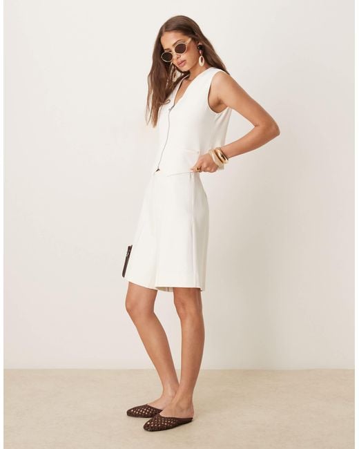 Y.A.S Natural Tailored Twill Zip Front Waistcoat Co-ord