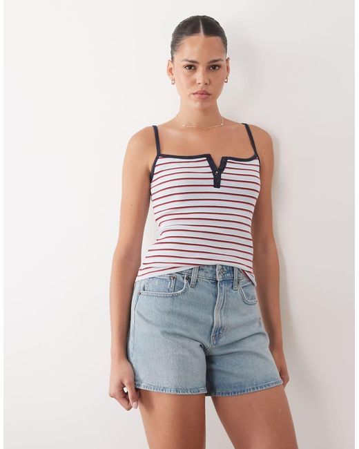 Abercrombie & Fitch Blue Curve Love High Rise Denim Short With Clean Hem
