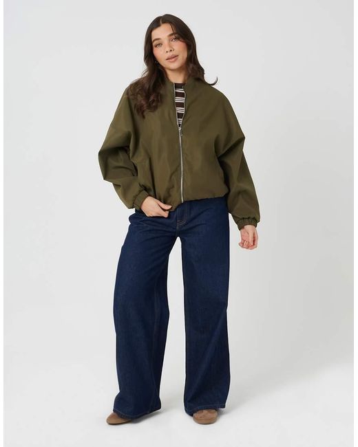 Brave Soul Green Short Bomber Jacket