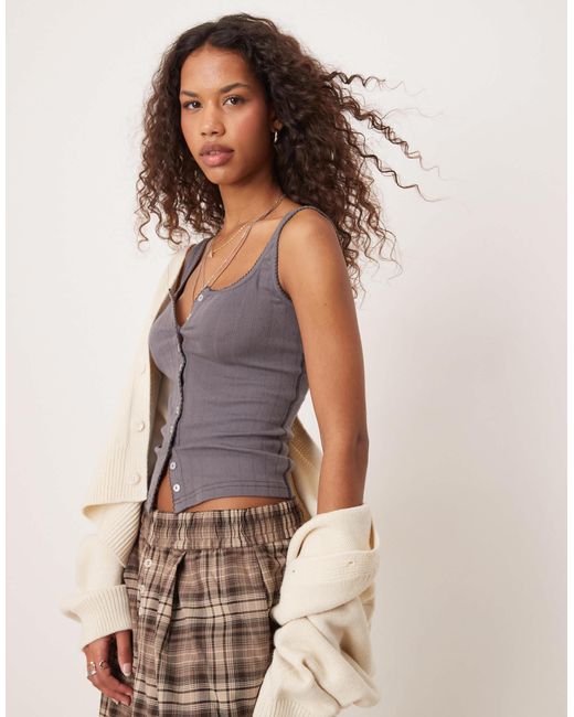 End game - caraco boutonné en maille pointelle Free People en coloris Multicolor
