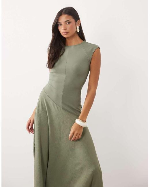 ASOS Green Hybrid Midi Dress With Asymmetric Drop Waist