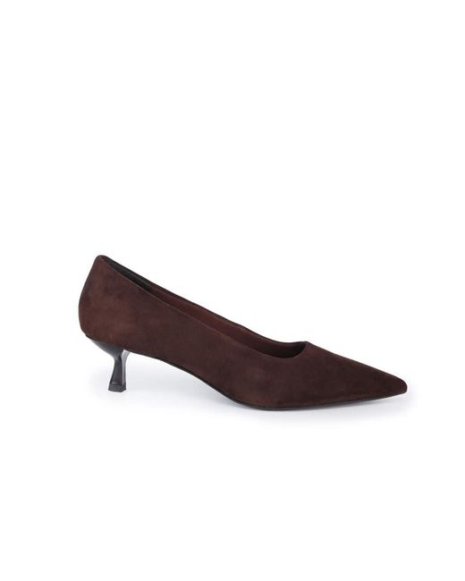 OFF THE HOOK Brown Tilly Suede Pointed Toe Kitten Heel Court Shoes