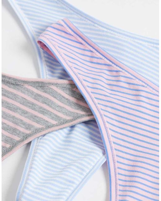 ASOS White 3 Pack Striped Thong