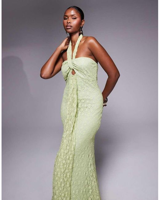 ASOS Green Halter With Cross Front Detail Maxi Dress